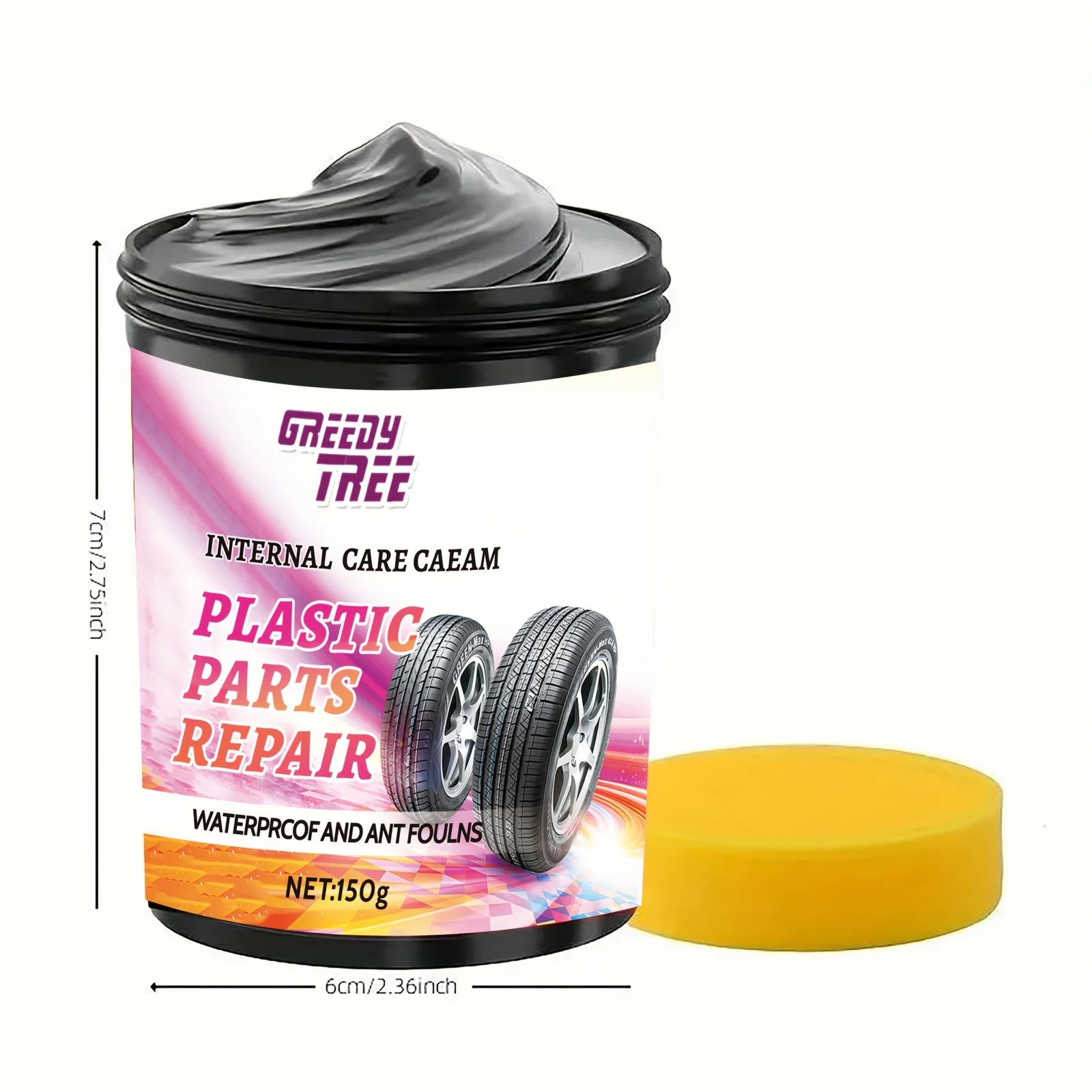 150g Dual-Surface Shine&Repair Paste - Interior & Tire Gloss Restoration, Scratch Fix, Waterproof/UV Protection - All-In-One 6