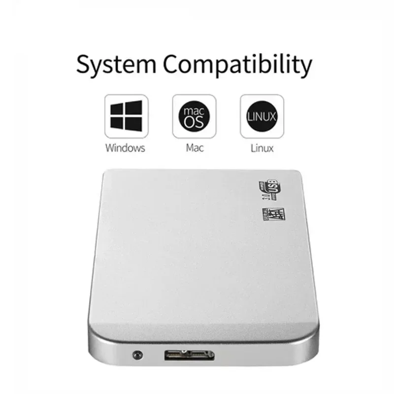 레노버 USB 3.0 엔클로저 모바일 128TB 고속 SSD 하드 드라이브 케이스 (SSD 외장 스토리지 HDD 박스, USB3.0 케이블 포함, ABS 소재)