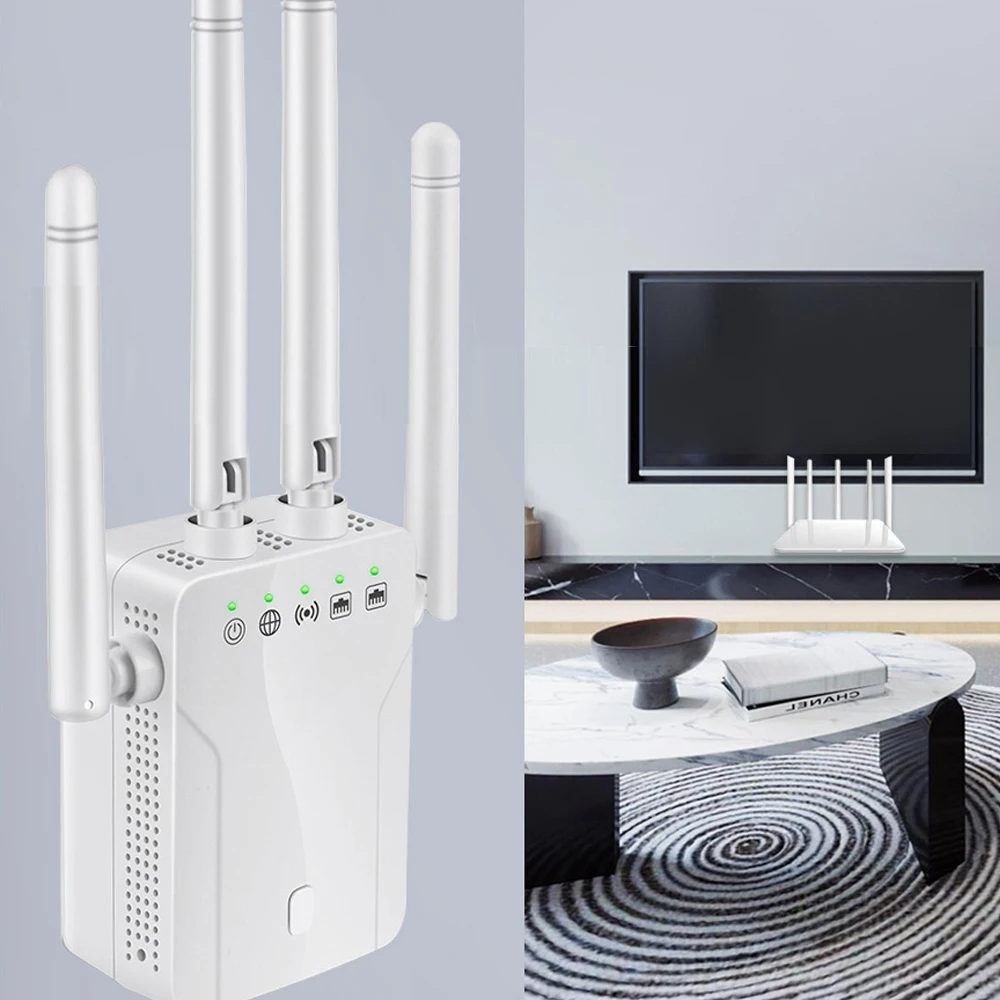 Repetidor Wifi sem Fio para Escritório e Casa Impulsionador de Sinal Banda Dupla 2.4g Extensor 5g Roteador de Antenas 1200mbps