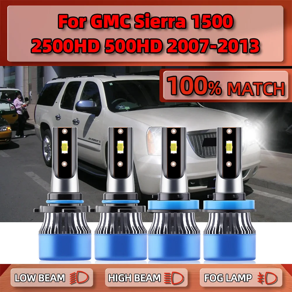 

LED Headlight Bulbs 240W 40000LM Auto Headlamp 12V 6000K Car Lights For GMC Sierra 1500 2500HD 3500HD 2007-2010 2011 2012 2013