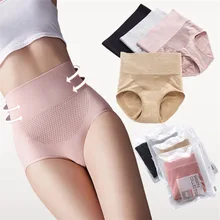 

3D Honeycomb High Waist Hip Belly Briefs Large Size Ladies High Waist Belly Underwear Seamless Underwear Cotton Crotch Pants