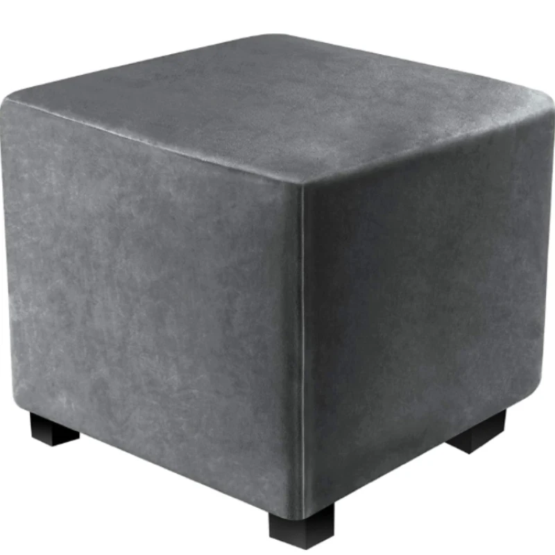 Luxurious Velvet Square Ottoman Cover - Stretchable and Washable Furniture Protector for Footstools and Benches, Available in Three Sizes