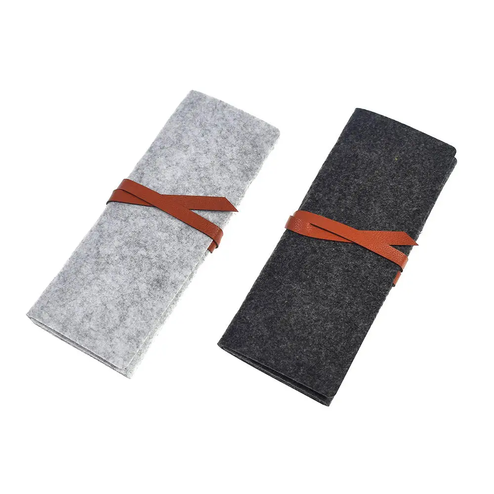 Minimalist Felt Pencil Case Pencil Bag School Office Supplies Stationery Portable Soft Felt Cloth Pouch Makeup Bags Box