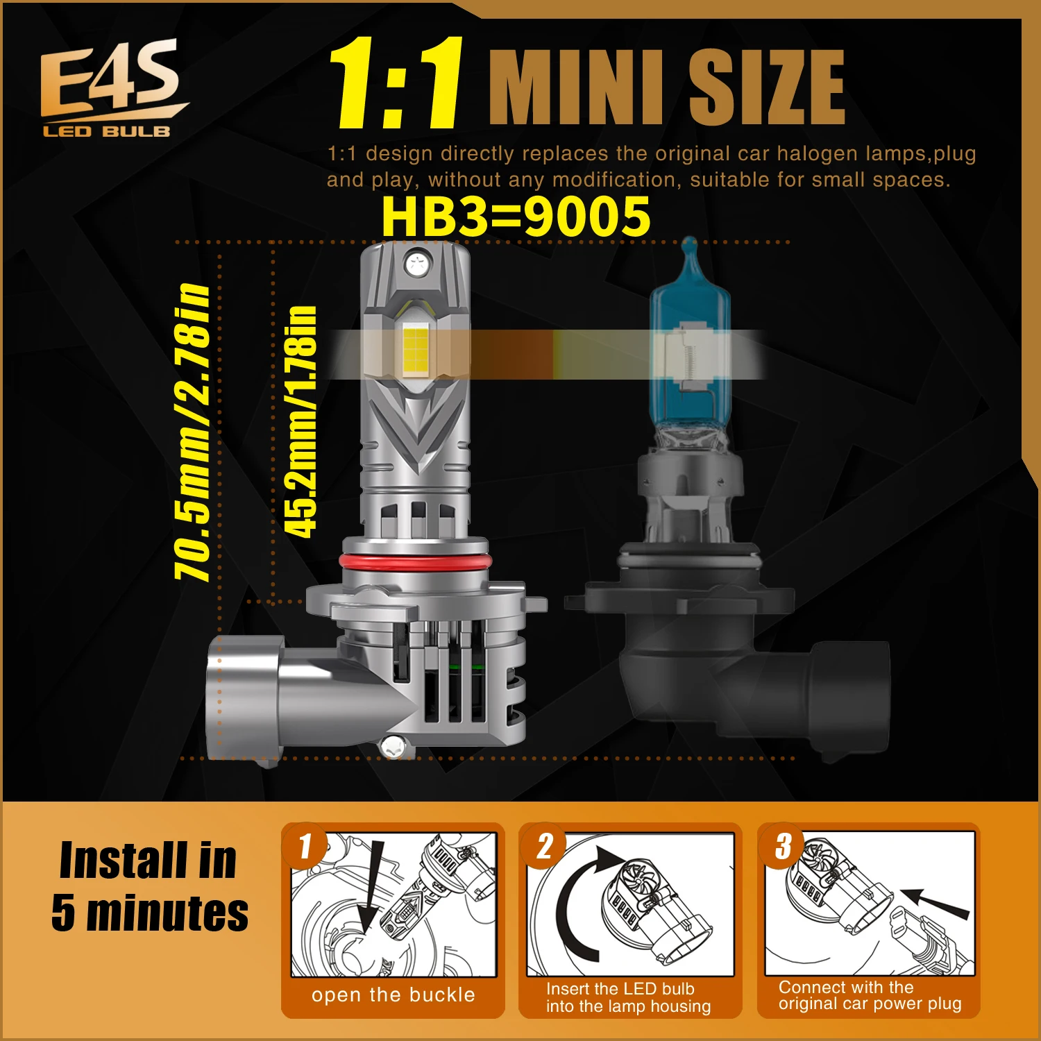 HIR2 9012 LED Bulbs Kit - Mini Size, Powerful and Ventilate - 5 Year  Warranty !