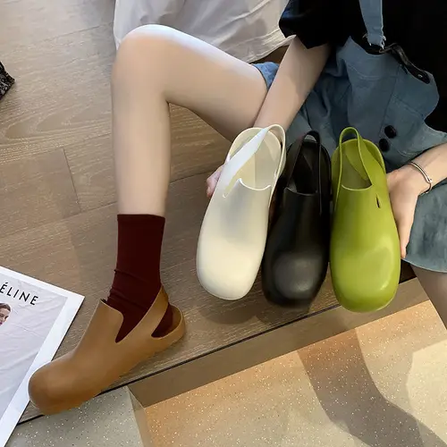 신상품 여름 아웃도어 캐주얼 소프트 밑창 샌들 여성용 플랫 심플 바오터우 장화 젤리 플라스틱 워터 슈즈 사이즈 36-40, 여름 2023 5