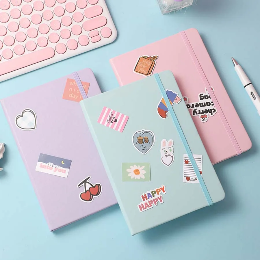 2pc Notebook Leather Office Journal Diary notepad Stationery Student Class lined NoteBook 200pages