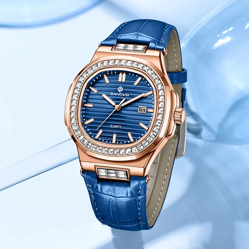 BANGWEI Top Brand Luxury Women Watch Fashion Elegant Waterproof Luminous Watch For Women Simple Square Ladies Quartz Watches