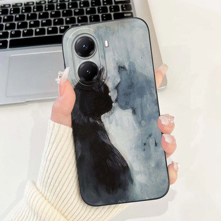 Cute Cat Grid Pattern Soft Silicone Phone Case Cover