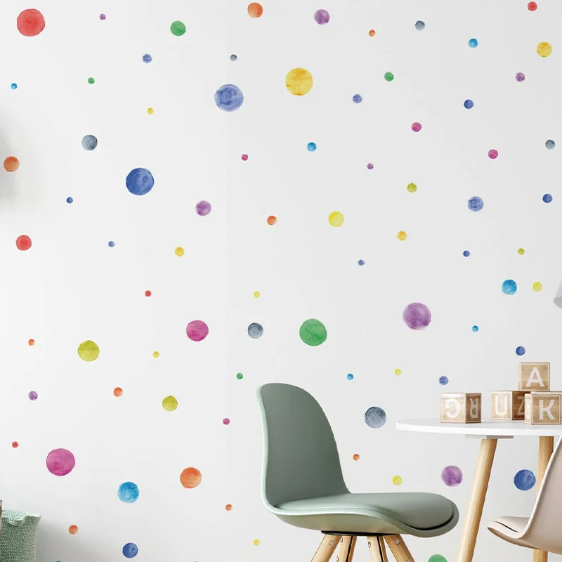 Colorful dot stickers kid's room kindergarten DIY decoration self adhesive wall decal - 5