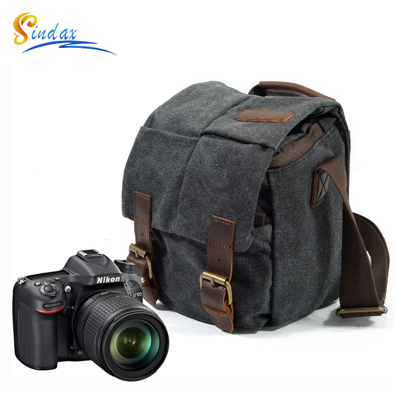 Vintage Canvas Dslr Camera Bag Shoulder Bag Camera Case For Canon Nikon