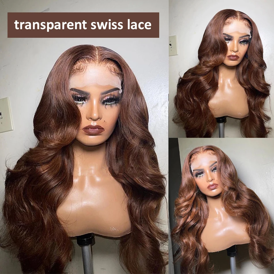 WeWave 13X6 Hd Lace Frontal Colored Wig Chocolate Brown Body Wave Human Hair Wig Lace Front Wig Brazilian Preplucked 30 36 Inch