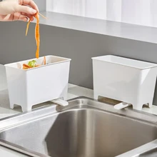  Kitchen Water Drain Trash Can Automatic Drainage Design Household Sink Meal Residue Filter Basket Portable PP Trash Bin storage 