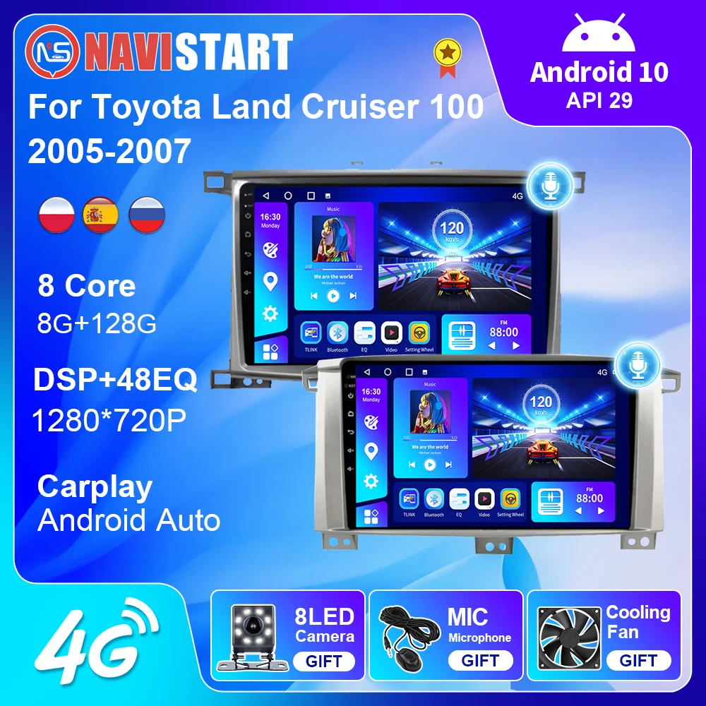 

Автомагнитола NAVISTART на Android, стерео для Toyota Land Cruiser 100 2005-2007, Авторадио, мультимедийный видеоплеер, навигация GPS DSP