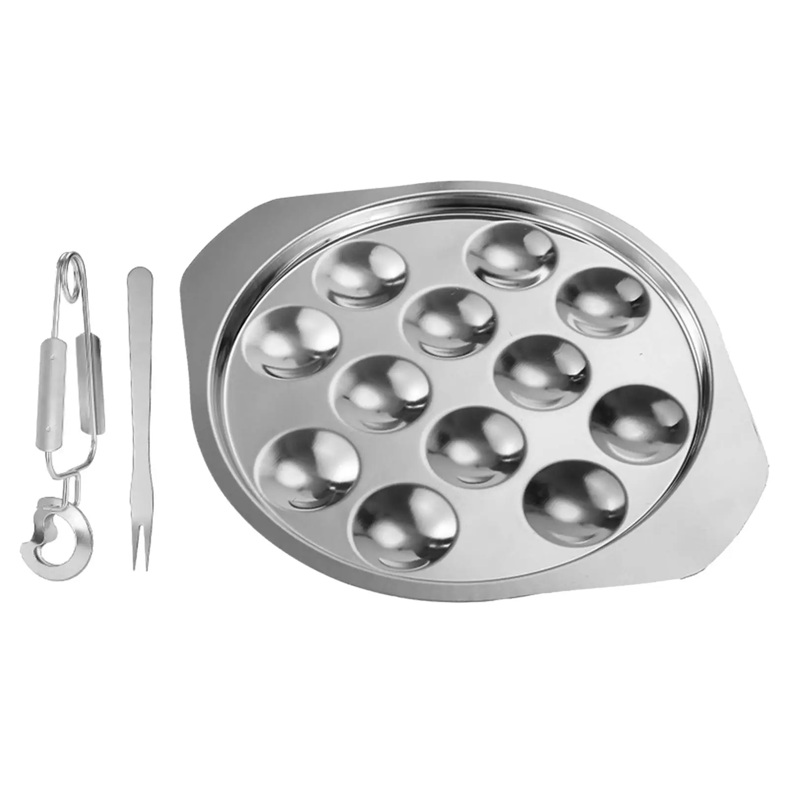 Conch Pan Stainless Steel Conch Plate Sturdy Easy to Clean Clip Food Dish Escargot Plates for Cooking Restaurant Picnic