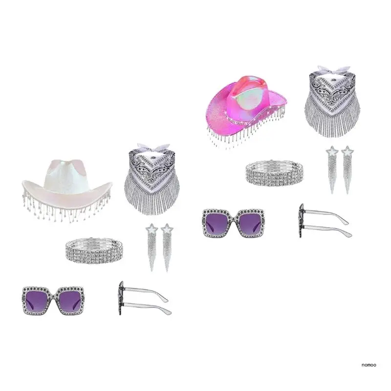 

Cowgirl Hat Flickering Cowboy Hat and Sunglasses for Music Festivals Cowboy Hat Versatile Knight Hat