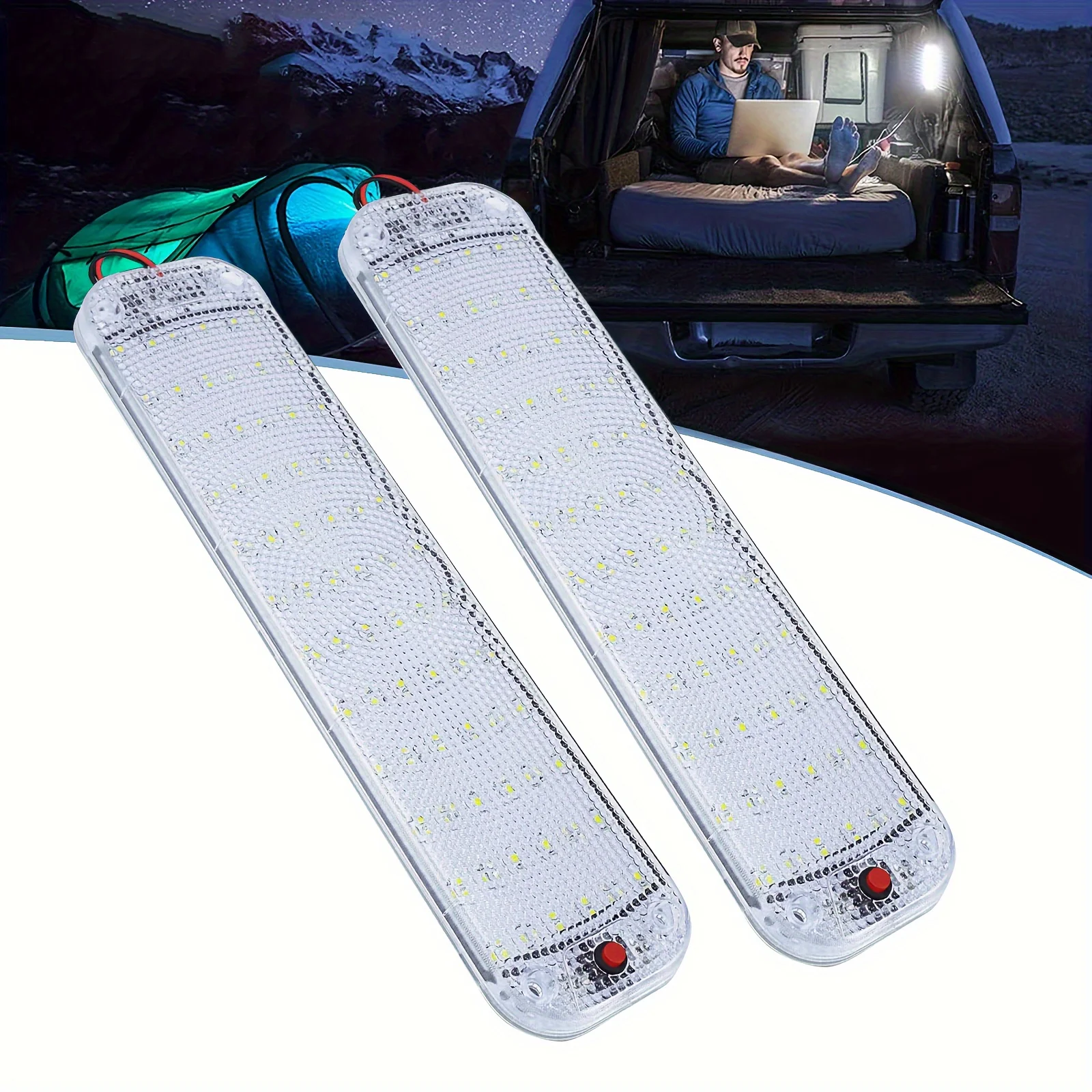 LED 자동차 인테리어 조명 RV 천장 조명 스트립 램프, 스위치 자동차 인테리어 조명, 캠핑 베이커, 버스, 보트, 트럭 지붕 조명, 2 개