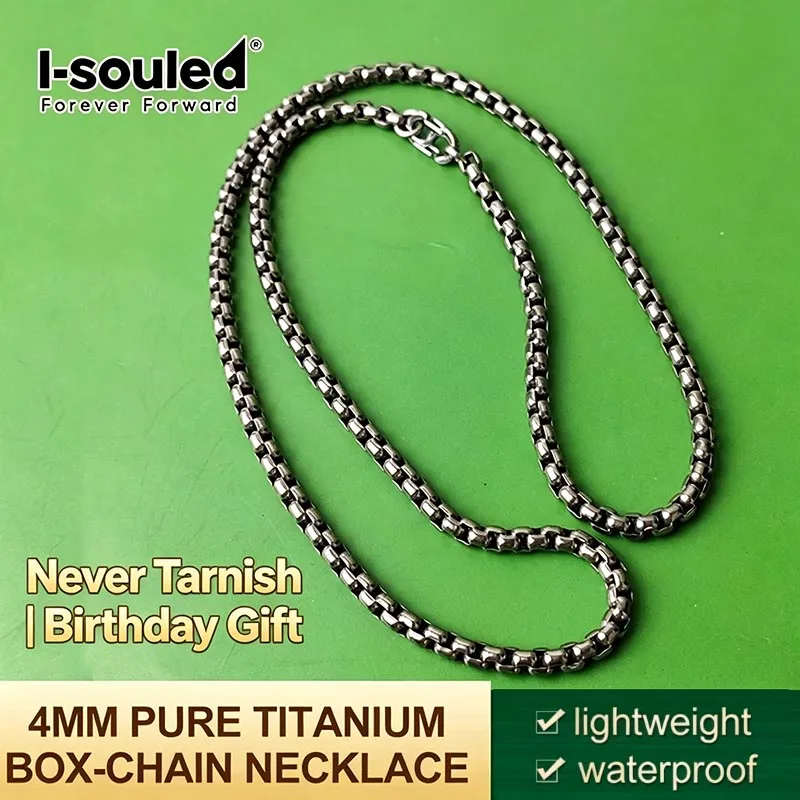 Hypoallergenic Titanium Necklace for Men 4MM Box Chain Anniversary Gift for Husband Boyfriend Luxury Present