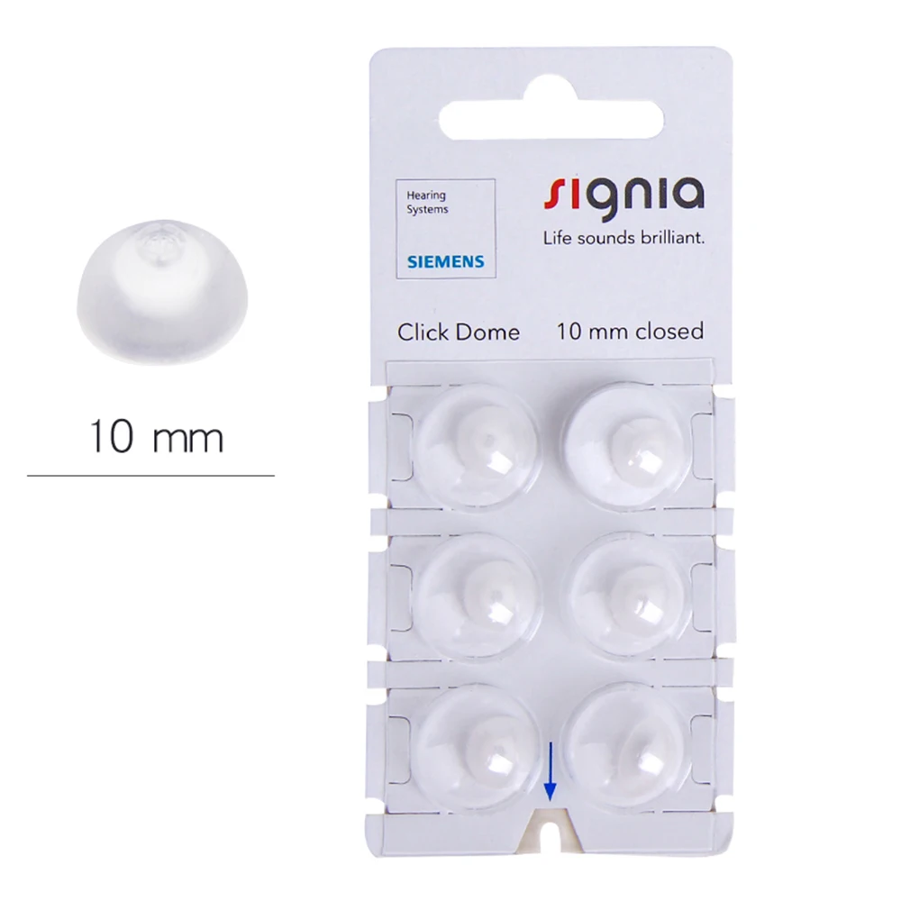 Signia Click Dome 6/8/10/12 mm open and closed domed Double For CIC RIC Hearing Aids-6 Domes Each.open and closed domed
