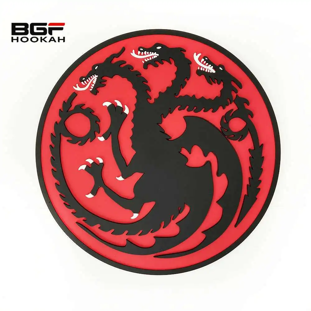 Red Three Headed Dragon Hookah Silicone Mat Narguile Circular Protective Glass Base Anti Slip Shisha Special Accessories