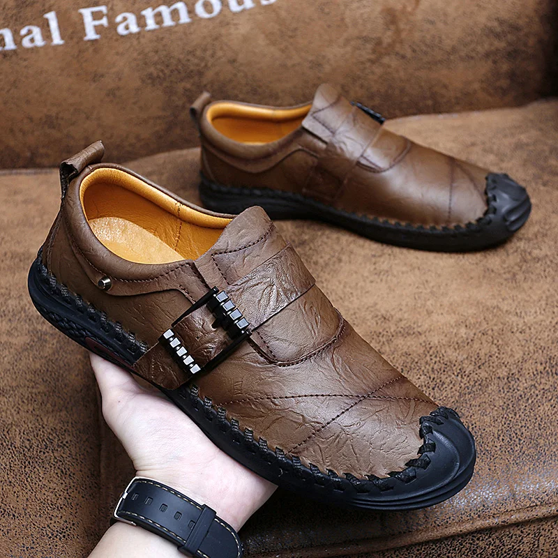 Men's Genuine Leather Shoes Business Shoes Office Men's Casual Shoes Outdoor Mountaineering Shoes Soft Sole Men's Driving Shoes