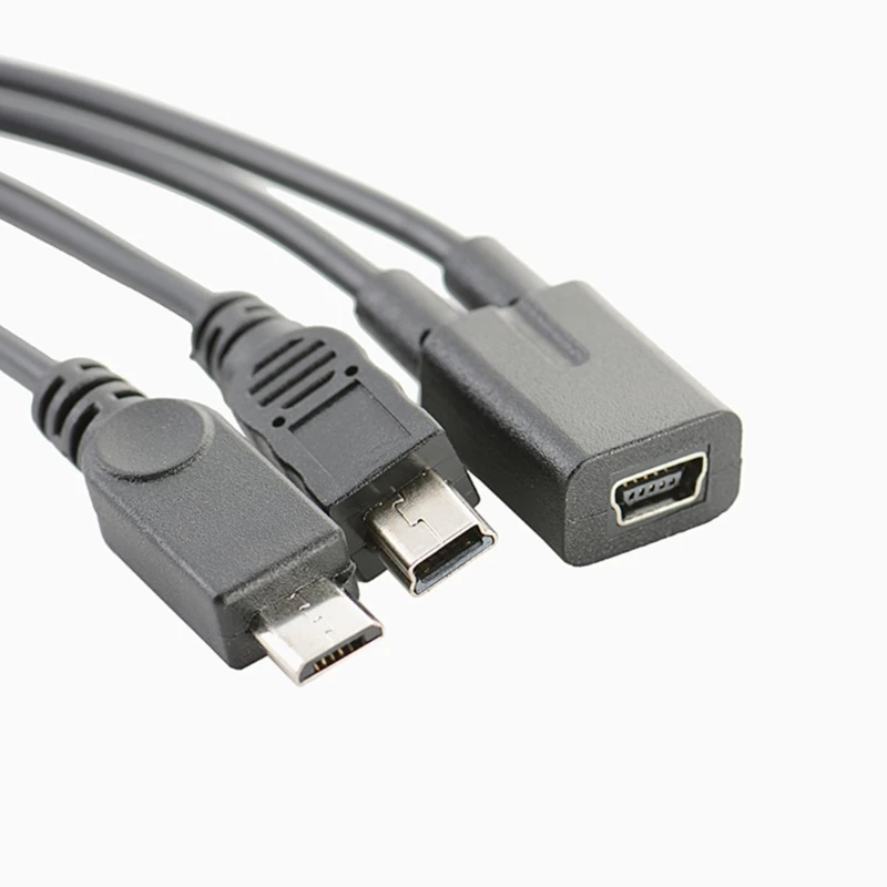 USB Charging Cable 40GE Mini USB Splitter Extender Cable Mini 5p Female to mini 5p Male+Micro Male Cord Splitter Extension Charging Cord 30cm