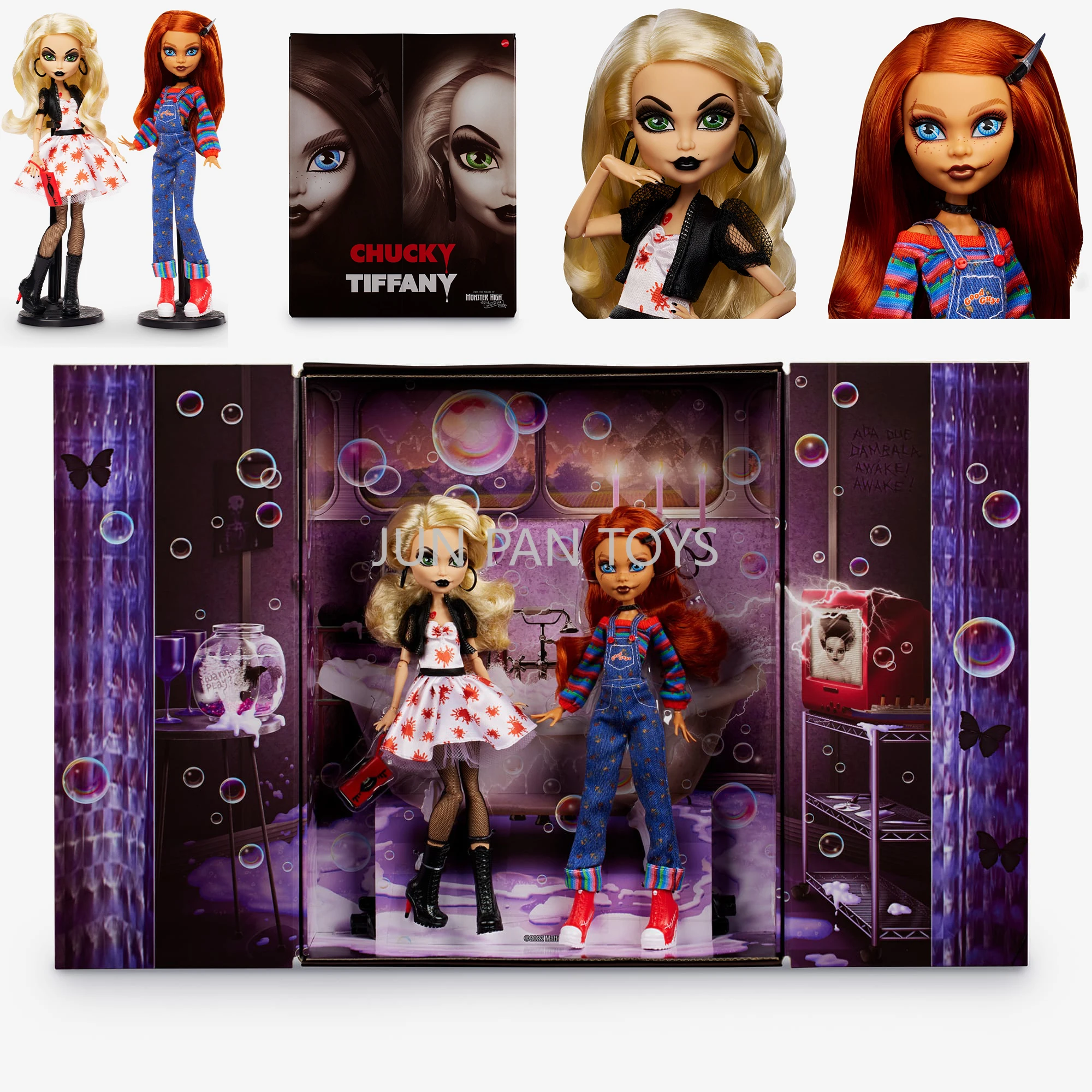 Original Monster High Skullector Chucky and Tiffany Doll 2 Pack Limited Edition Collectibles Bjd Doll Toys Girl Christmas Gift