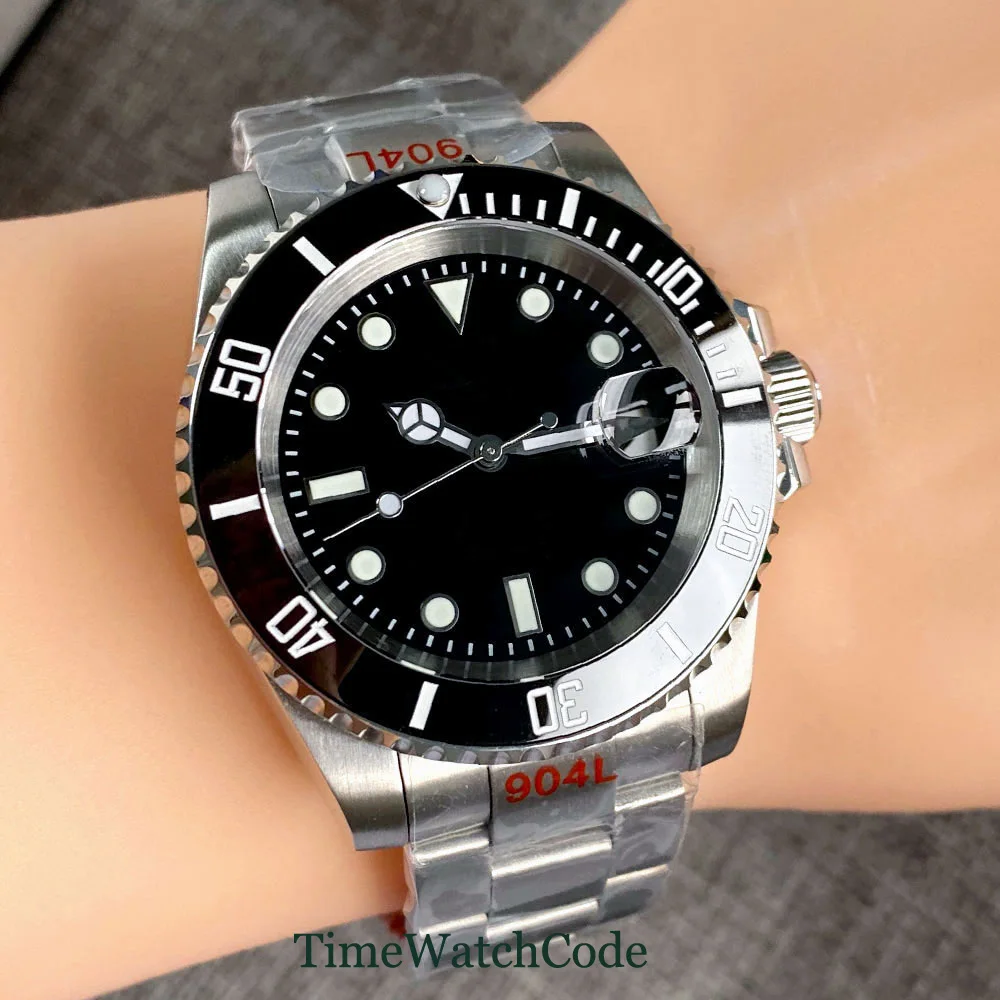 

200m Water Resistant Tandorio NH35A Movement Mechanical Automatic Watch for Men Diver 40mm Black Dial Sapphire Crystal Date