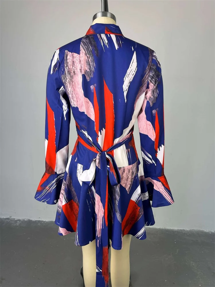 Wmstar Dresses for Women Wholesale Sweet Printed  V Neck Tie Flared Sleeve High Waisted Midi Dress New in Summer Fall 2025