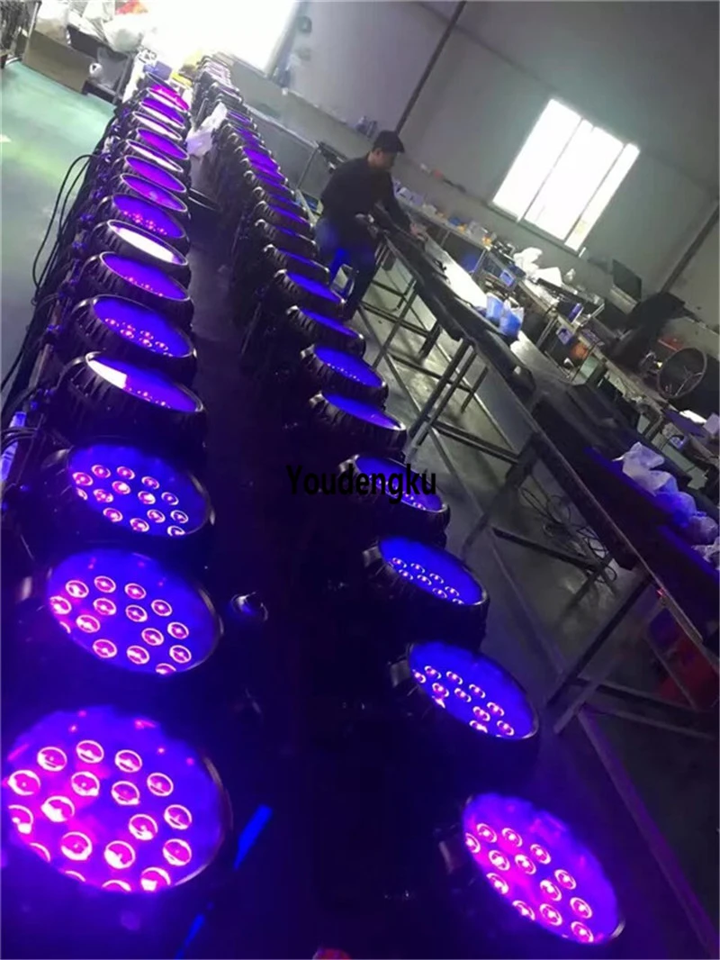 4 pieces 18x 18W 6-in-1 RGBWA UV LED Par Fixture Silent Operating LED Par with M