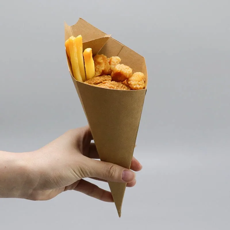 50pcs Disposable Kraft Paper French Fries Boxes, Fast Food Takeout Containers for Chick... - SKU PFFB1206 - UGI Packaging