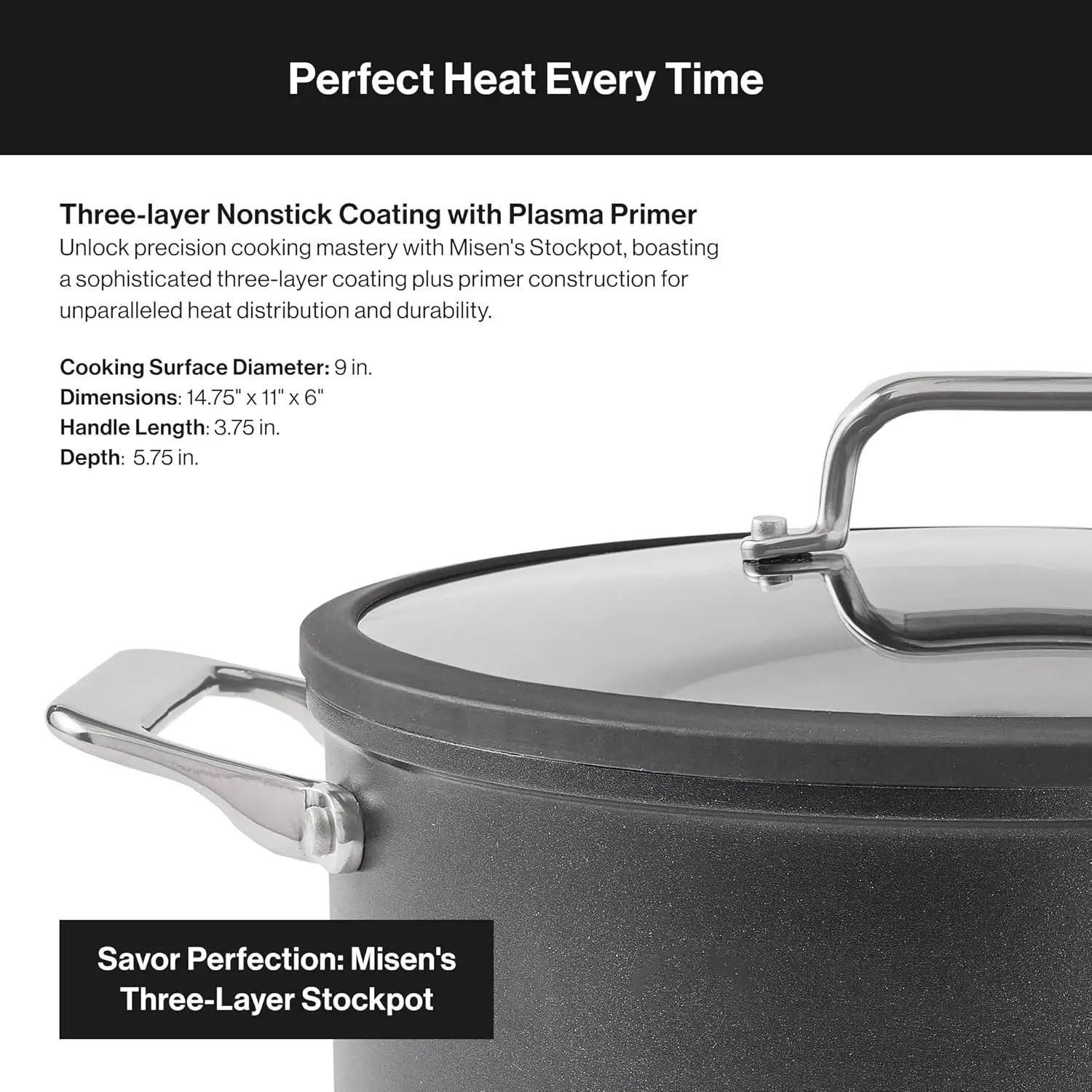Lid-8 QT Stew & Soup Pot-Stay Cool Handles, Induction Ready, Non-toxic Coating for Large Family Cooking, Simmering Soups