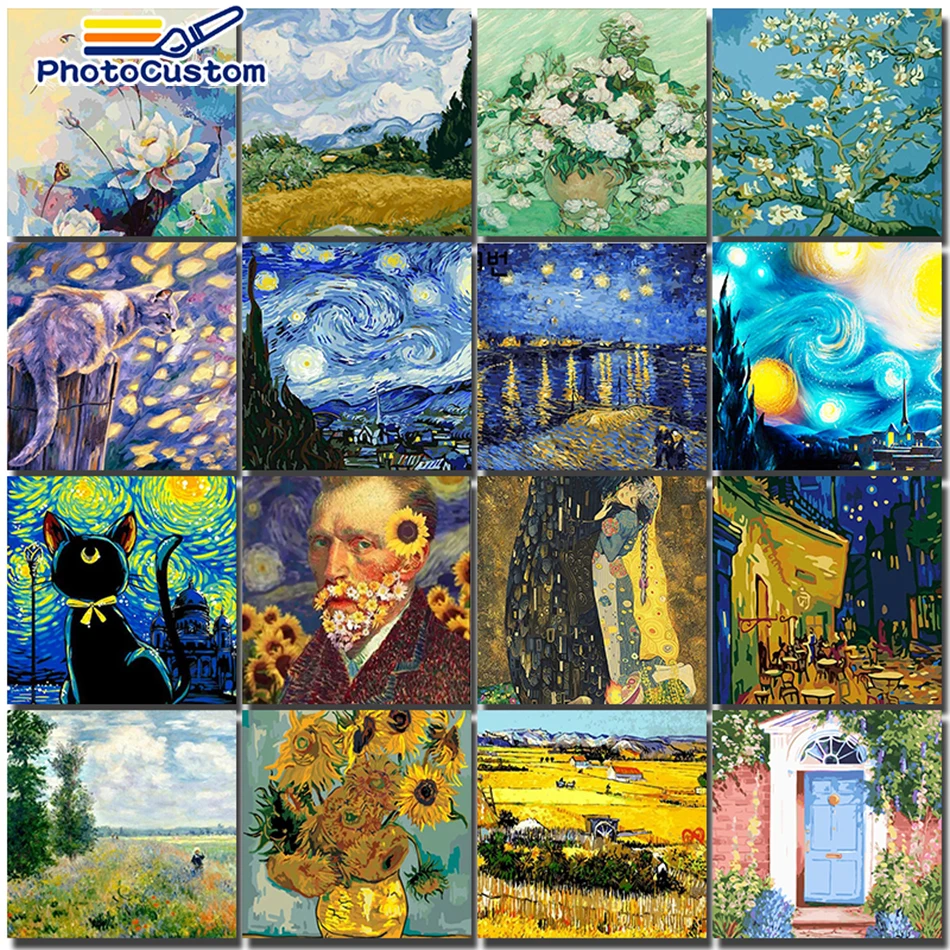 

Van Gogh Painting By Number Oil Picture On Canvas DIY Kits Acrylic Paint Landscape Figure Drawing Coloring By Number Home Decor