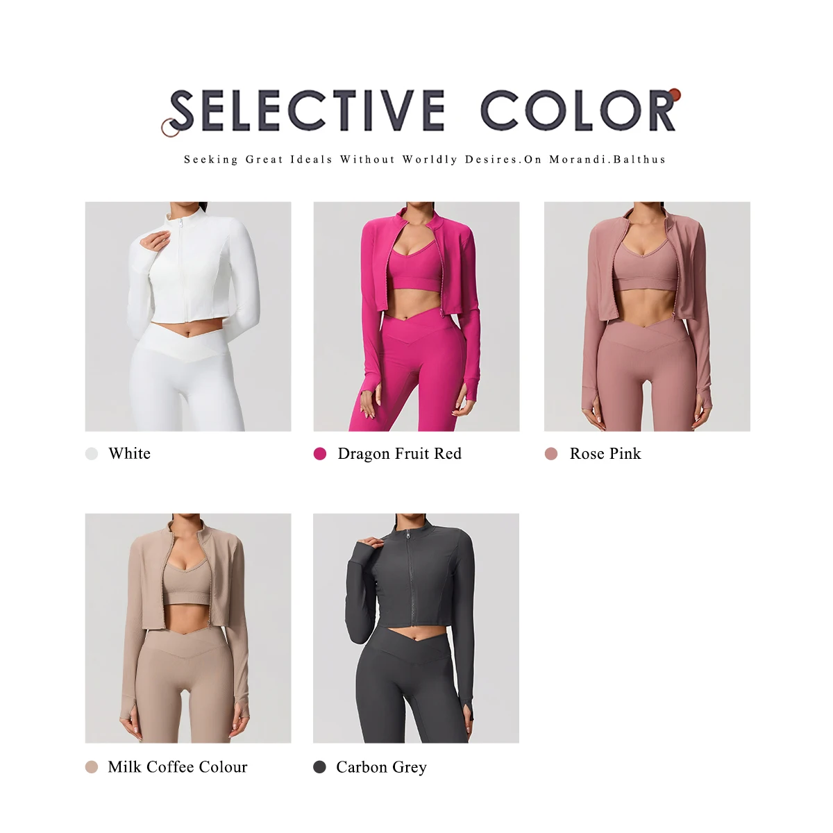 Hearuisavy Solid Color Zip Up Sports Jacket Women Running Long Sleeve Yoga Tops Gym Sportswear Quick Dry Breathable Fitness Coat - תמונה 4