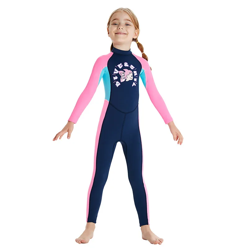 Children's Sunscreen Swimsuit Quick Drying Long Sleeved One Piece Sun Protection Diving Suit Floating Swimming Surfing Wetsuit