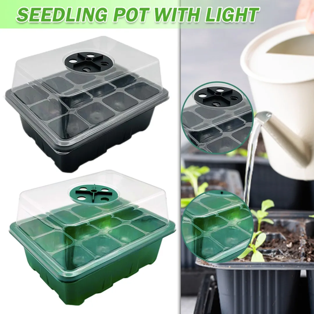 

Adjustable Temperature Humidity Nursery Tray Seed Starter Kit Trays With Grow Light Indoor Gardening Plant Germination Trays Kit