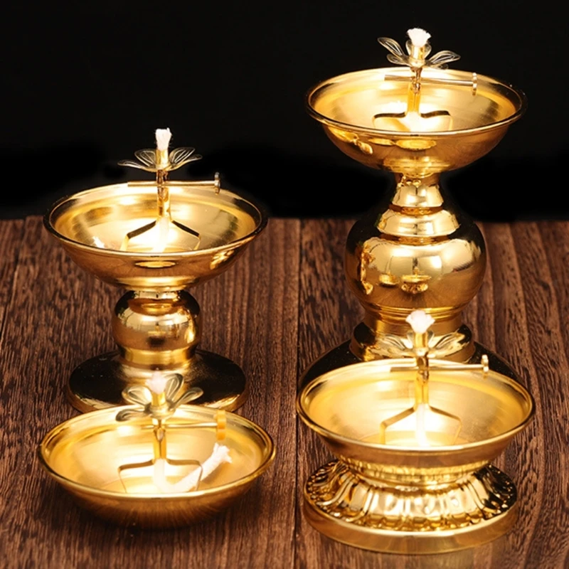 Dimmable Lamp Holder Alloy Oil Lamp Dish Cooking Oil Butter Home Worship Ever-burning Lamps Indoor Use Dimmable Lamp Holder