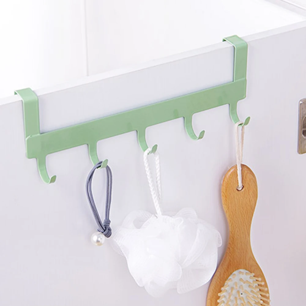 

Door Hooks Hook Over The Door 5 Hooks Home Bathroom Organizer Rack Clothes Coat Hat Towel Hanger New Bathroom Kitchen Accessorie