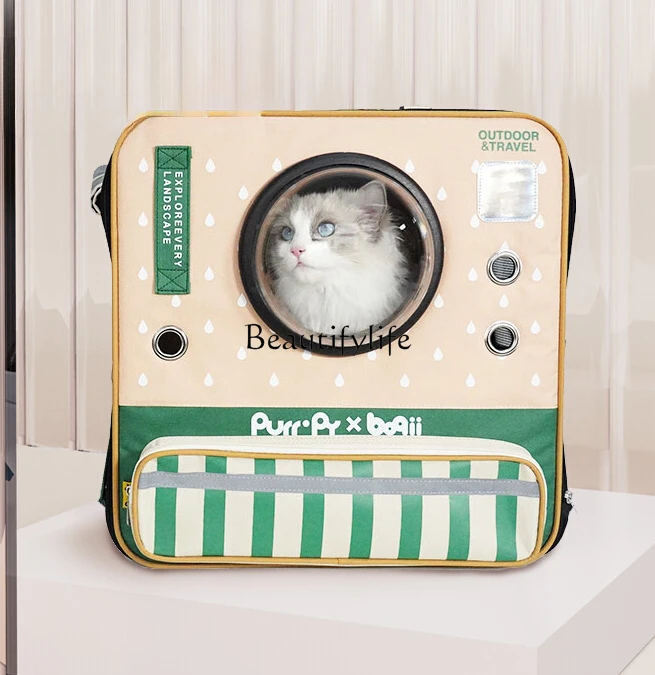 

Pet Bag Outing Canvas Schoolbag Portable Trolley Case Backpack for Cat and Small Dog