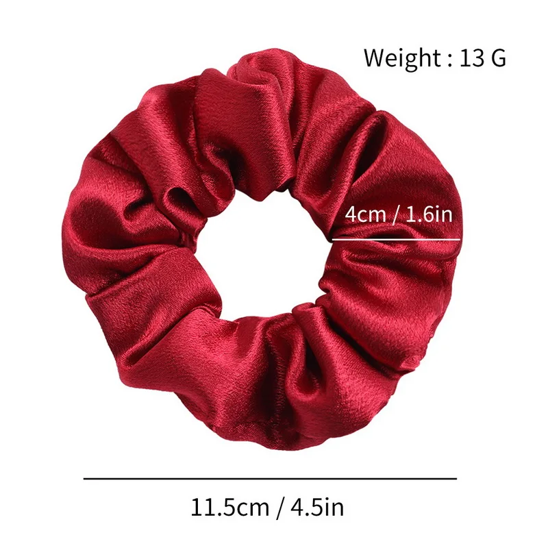 Korea Einfarbig Satin Scrunchies Für Frauen Elastische Seide Haarband Mädchen Schwarz Rot Haar Krawatte Pferdeschwanz Halter Haar Seil Kopfbedeckungen – Detail 4