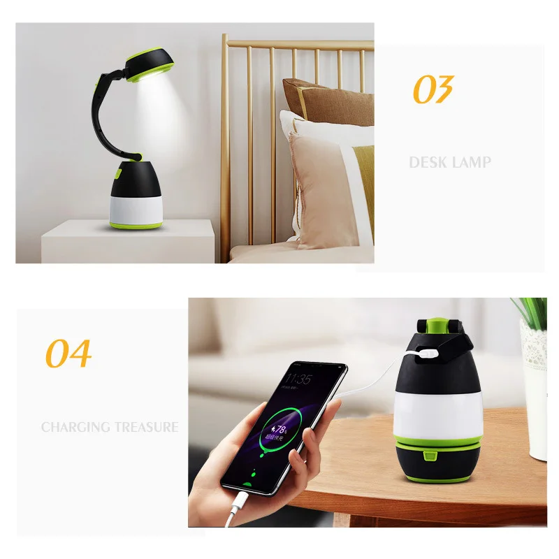 ZK20 Multi-function LED USB Rechargeable Camping Light desk lamp,camping light,portable flashlight,portable lanterns,camping lamp Outdoor Hiking Home 3 in1 Flashlight Table Desk Lamp Power Bank
