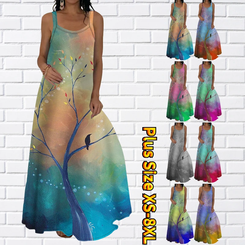 

2023 Sexy Long Skirt Sleeveless New Fashion Design Large Neckline Strappy Long Skirt Summer Women's Strappy Floor Skirt XS-8XL