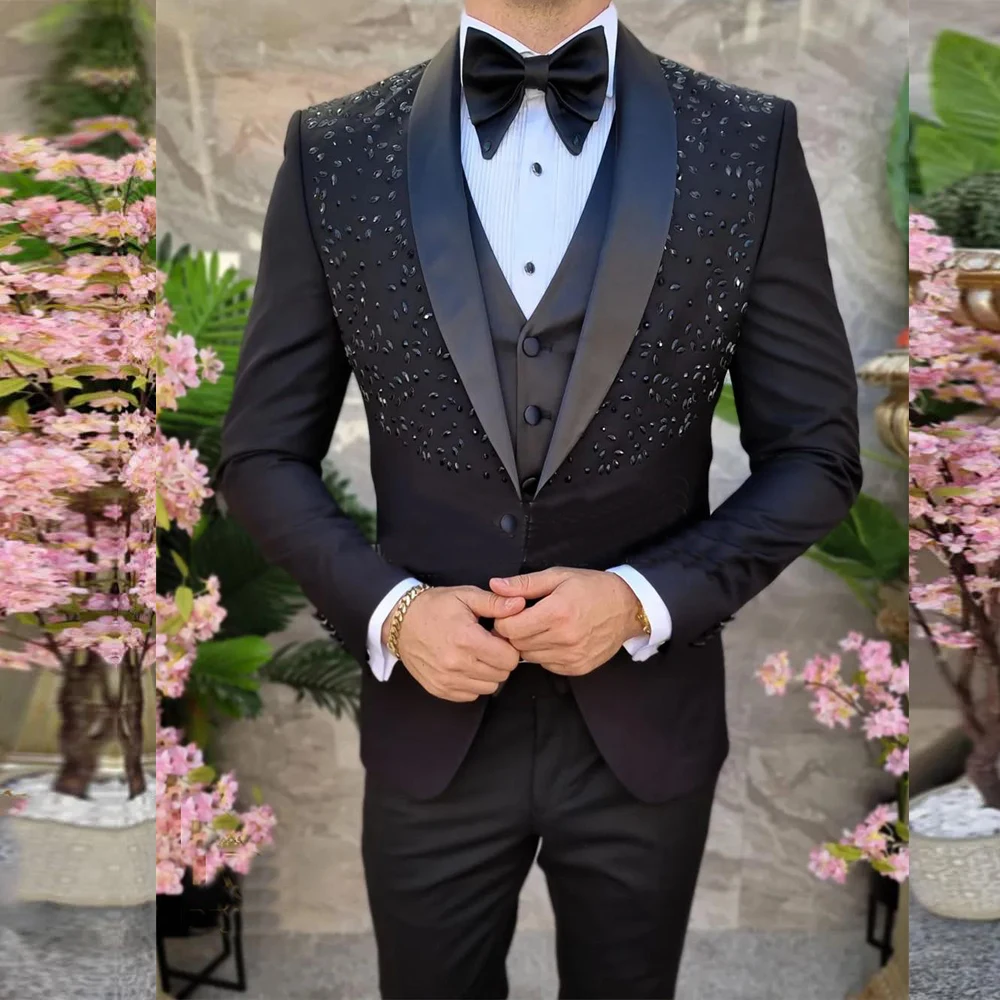 Blazer Suit For Men 3 Piece Outfit Set Suits Pants Mens Clothing Party Wedding Tuxedo Jackets vest designer clothes Black coats