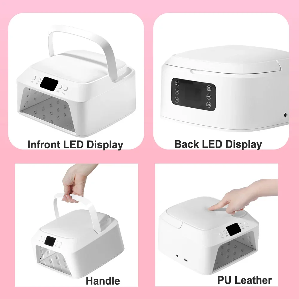 LED UV 네일 램프 대형 도구 공간 네일 건조기 손목 받침대 스마트 센서 72W 전문가용 UV 램프 네일 도구