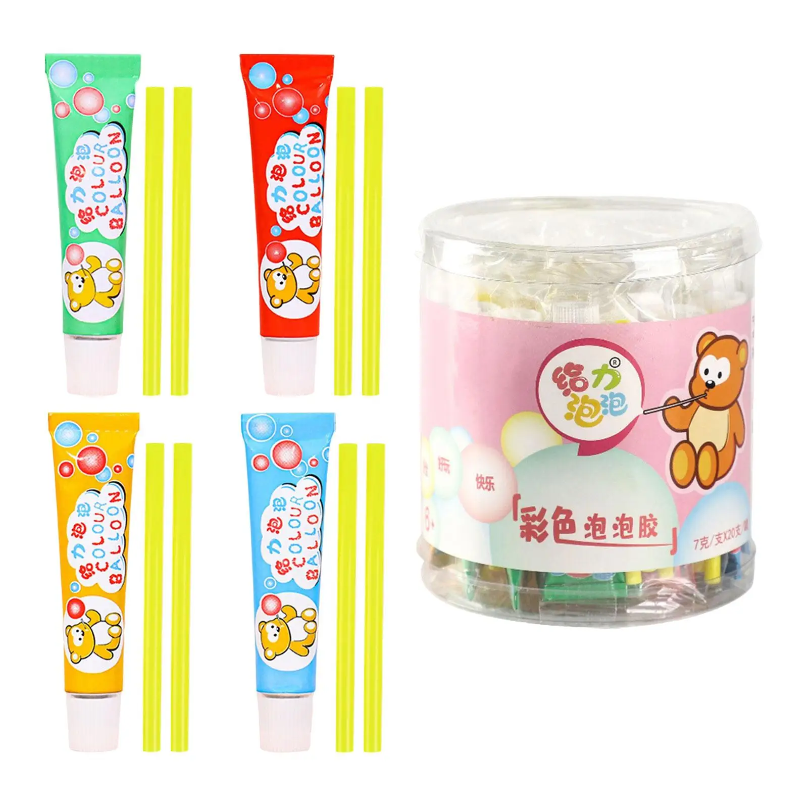 20Pcs Bubble Balloons Blowing Outdoor Toy with Straws Funny for Party Game 5
