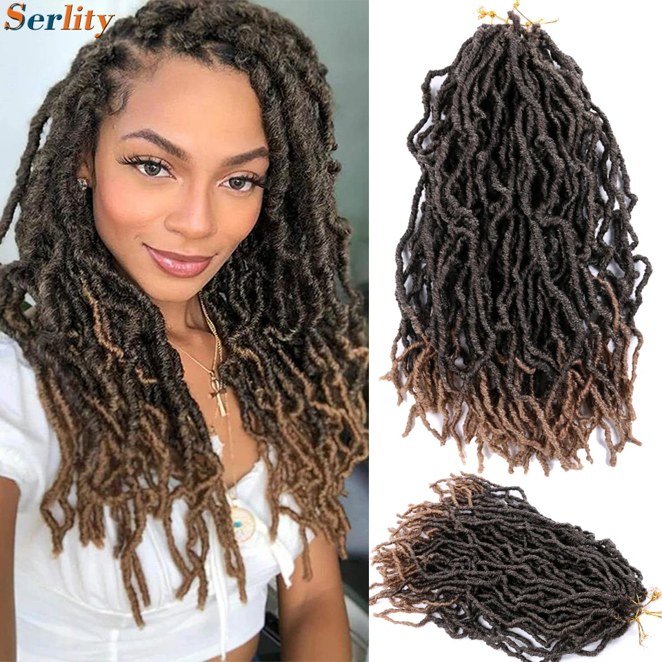 14 Inch Short New Faux Locs Braids Ombre Black Brown Soft Locs Crochet Hair Goddess Locks Crochet Hair For Black Women And Kids 4