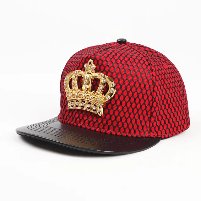 Flat Hip Hop Cap Crown Metal Logo 