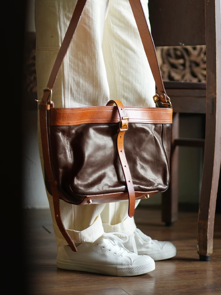 Hochwertige Damen-Umhängetasche aus Rindsleder der ersten Schicht, handgefertigte Vintage-Designer-Luxus-Unterarmtasche aus echtem Leder für Damen