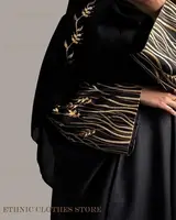 Femmes musulmanes Robe élégante noir broderie Abaya longue Robe dubaï luxe Eid Ramdan Robe de prière Kebaya caftan robes marocaines 2