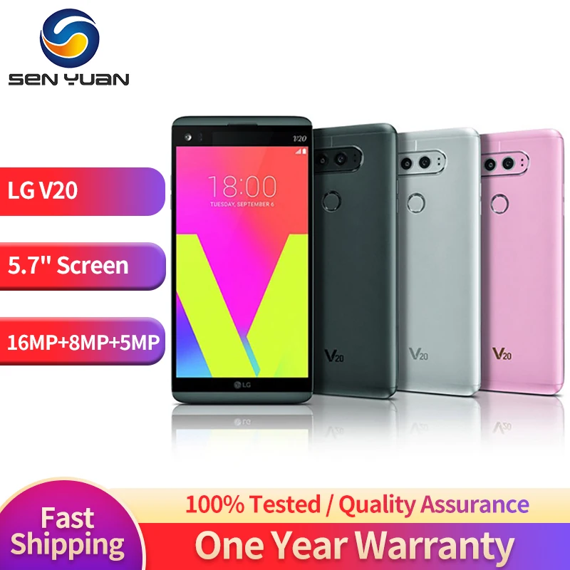 Оригинальный смартфон LG V20, 4 Гб ОЗУ, 64 Гб ПЗУ, сканер отпечатков пальцев, процессор Snapdragon 820, на базе Android, одна/две SIM-карты, экран 5,7 дюйма, тыловая камера 16 Мп + 8 Мп, 4G LTE