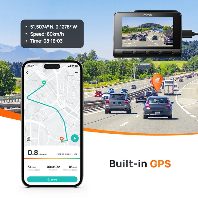 70mai 4K Dash Cam A810 Front Rear Set with 4G Module UP04 Remote Control GPS ADAS 70mai Car DVR A810 HDR 60FPS 24H Parking Mode 5